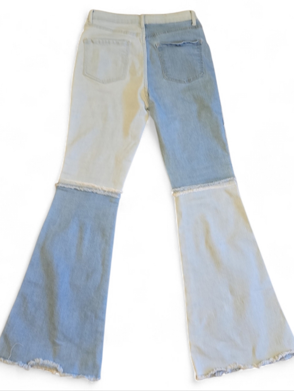 Easel Patchwork Denim Flare Jeans | Light Wash | Size Medium - Picture 3 of 7